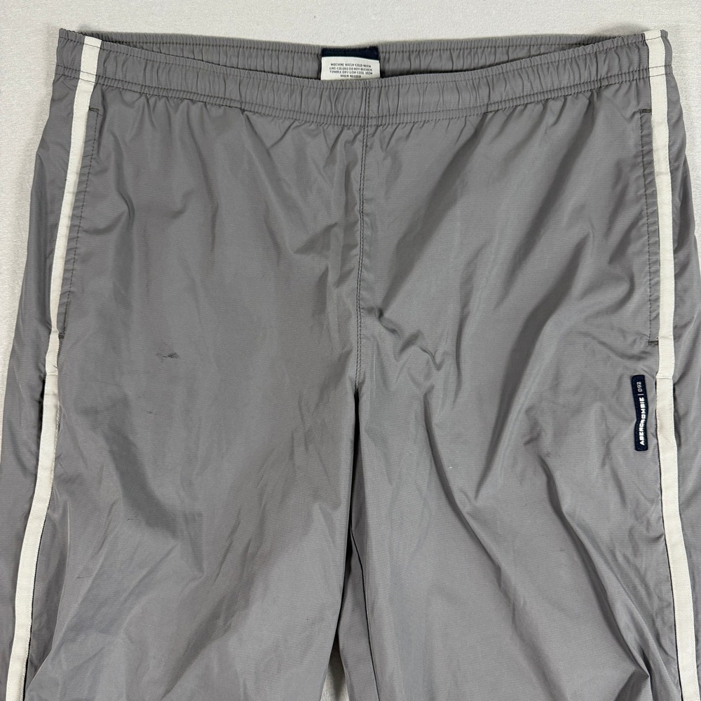 VTG 90's Abercrombie & Fitch Mens M 092 Track Pants Gray Gym Issue Mesh Lined - Picture 2 of 16